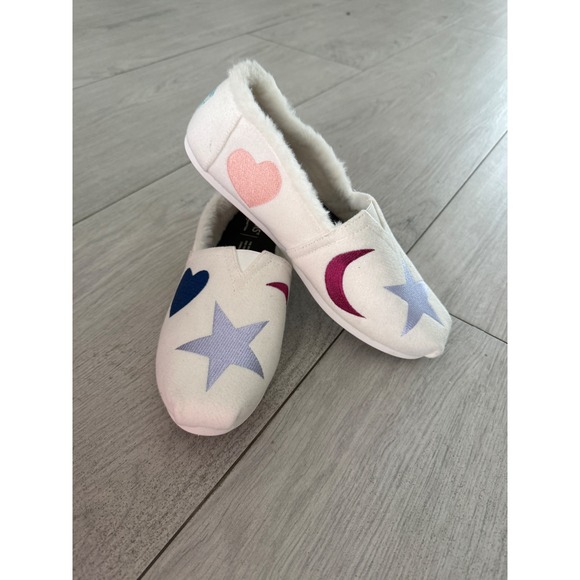 Toms Shoes - TOMS Alpargata Embroidered Celestial Faux Fur Shoes/Slippers  Womens 10 NWT